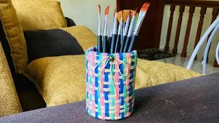 DIY || Pen Holder from waste material || woolen thread tricks || Ideas from cardboard tubes