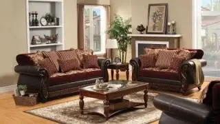 furniture of america kildred 2 piece fabric and leatherette sofa set burgundy