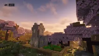 3 HOURS Day & Night in Cherry Blossom Village - Minecraft ASMR - 4K Nature Relaxation 🌸🌙💤
