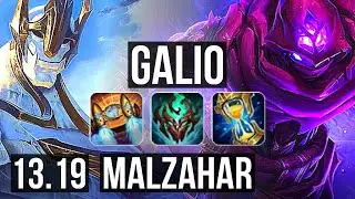 GALIO vs MALZAHAR (MID) | 2.2M mastery, 1200+ games, 8/4/19 | NA Master | 13.19