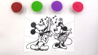Mickey & Minnie Sand Painting 🎶 | 3-Min Satisfying Coloring | No Talking