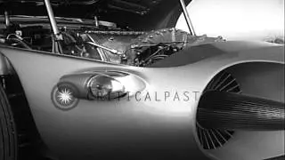 Workers in General Motors Research Labs assemble 1956 Firebird II Gas Turbine Con...HD Stock Footage