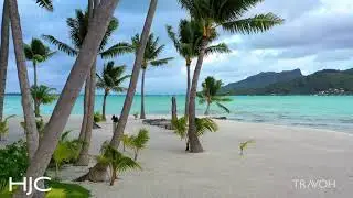 Drone Flying Over Sandbar Beach   Motu Tane Island   Bora Bora, French Polynesia