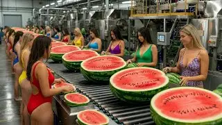 From Whole Watermelons to Sweet Red Juice | Inside a Modern Processing Plant