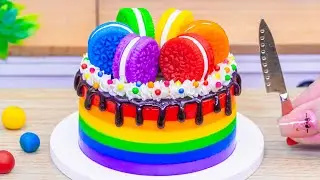 Mini Rainbow Cake Recipe With OREO Chocolate 🌈 Satisfying Mini Cake Decorating and DIY