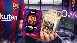 FC BARCELONA TOPPS COLLECTOR'S TIN + IDOLOS PANINI ⚽