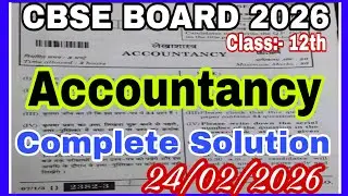 Cbse Class12th Accountancy Complete solution 2026|2026 Accounts Solution class12|Accountancy sol2026
