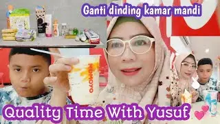 QUALITY TIME WITH YUSUF ❤, CHANGING THE BATHROOM WALLS @dailyputrybulang1356 #dailyvlog