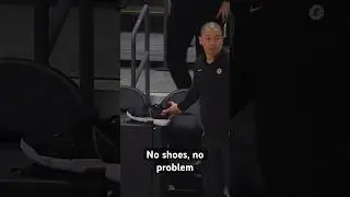 Russell Westbrook finishes the play and drills a triple with no shoe | #Shorts