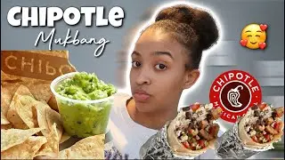 CHIPOTLE MUKBANG ASMR chicken burrito, chips, Guacamole 🥑 Nantucket nectars 😋💕