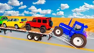 Flatbed Truck Mcqueen | Transportation with Truck - Pothole vs Car #88 - BeamNG.Drive