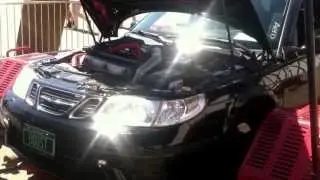 Saab 9-5 HX35 dyno run. Couldn't get a full pull the old band clamps weren't liking 25+psi :(