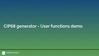 CIP68 Generator- User functions demo