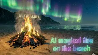 🔥🌊✨ &ldquo;ASMR Fire & Ocean Waves | Magical AI Flame Under the Northern Lights