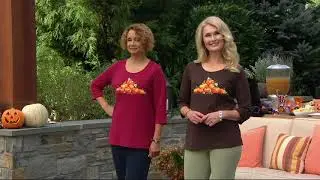 Quacker Factory Pumpkin Patch 3/4 Sleeve T-shirt on QVC
