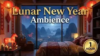 Lunar New Year Ambience 🧧 Chinese Lantern Night Window | 1 Hour