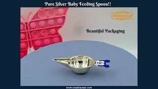 Pure Silver Baby Feeding Spoon (Jhinook)!! Osasbazaar - Pure BIS Hallmarked  360&deg; Video