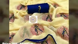 Vichitra Fabric Embroidery Sarees (C145)