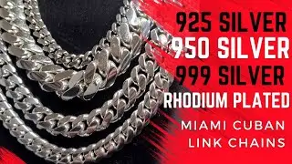 Цепочки Miami Cuban Link из серебра 925, 950, 999 пробы и серебра с родиевым покрытием