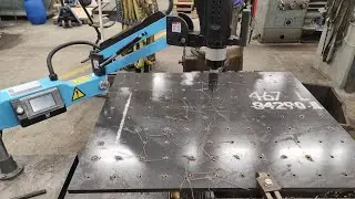 Drilling and tapping holes in new tapping machine table top ☺️💪