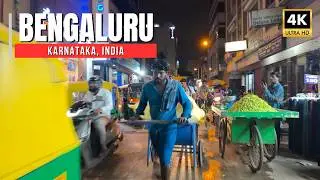 【India Walk 4K】Majestic Bangalore – KSRTC Bus Stand, Metro, Local Market | 2025