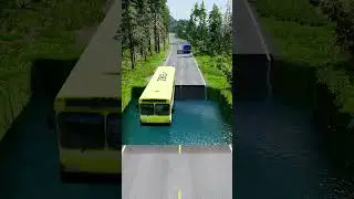Автобус проезжает мимо ямы с водой №14 | #carsvsrpothole #beamngpotholes #massivepotholes #deepwa...