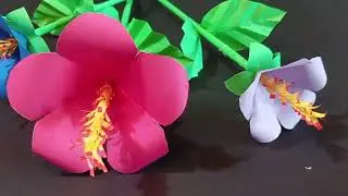 Hibiscus Paper Flower | Origami Paper Flower | Paper Flower Making | Art and Craft | Paper Rose |