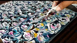 Easy Abstract Painting / Garden of Roses / Acrylics & Gesso / Project 365 days / Day #0166/Demo