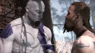 Original Kratos Design VS Baldur Boss Fight God of War PC Mod   Prototype Blue Tattoos Kratos Skin
