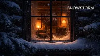Winter Snowstorm with Distant Fireplace &ndash; 10 Hours | Deep Sleep, Cozy Night Ambience