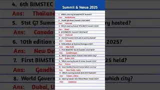 Summits 2025 Current Affairs | Important Summits & Conferences 2025 | Summits Current Affairs 2025 |
