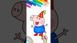 Peppa Pig George Birthday Drawing | How to Draw George Pig 🌈🐽 #peppapig #shorts #Birthday