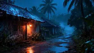 A Quiet Village at Night in the Rain || Warm Light wet Toads and Deep Cinematic Calm
