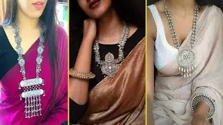 Gorgeous Beautiful Silver Oxidised Jewellery, Saree Styling  jewelery Ideas For Office,college Wear
