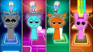 Black 🆚 Blue  🆚 Orange 🆚 Pink | Sprunkis | Battle | Tiles Hop EDM Rush