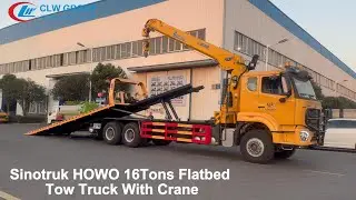 Sinotruck HOWO 6*4 Hydraulic Platform 16Tons Winch Towing Recovery Truck With XCMG Unfolding Crane