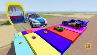 Big & Small McQueen vs Zombie Car | Police Chase Downhill Race &ndash; BeamNG.drive