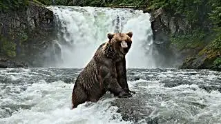 Grizzly bear in water free video | Grizzly bear with honey drum footage