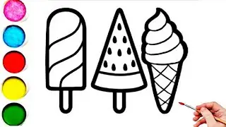 How to Draw Cute icecream Drawing, Painting and Coloring for kids & toddlers_ Child Art 🎨🌈