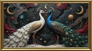 Frame Tv | Starlit Plumage 🦚✨ | Celestial Peacock Art in 4K | Static Frame TV Display (No Sound)