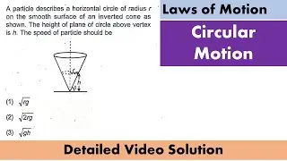 A particle describes a horizontal circle of radius r on the smooth surface of an inverted cone as