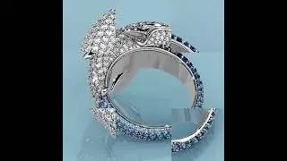 🌊 Majestic Beauty: Handcrafted Whale-Inspired Diamond & Blue Topaz Ring by Diamora 💎✨