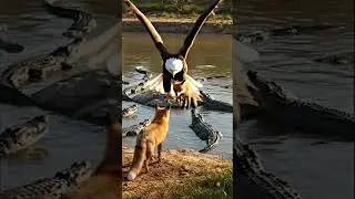 OMG! This fox cub called an UBER... and a BALD EAGLE showed up! 🦅🤣 #funny #lol #omg