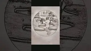 Easy landscape drawing technique💯🤓circle scenery(30 day's challenge)#viral #trending#ytshort#drawing
