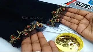 Beautiful hand embroidery sleeve design for kurti blouse salwar|simple beadwork embroidery for sleev