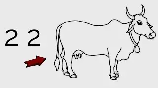How to draw cow 🐄 From 22 Number | गाय का चित्र | Cow Drawing Beginners