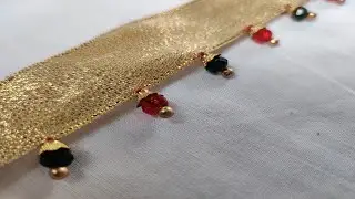 Crystal beads using saree border. || Saree border 1