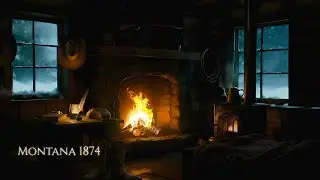 Winter Cabin Ambience | Snowstorm, Fireplace & Lantern Warmth