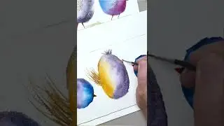 A Set of 3 Whimsical birds in watercolor