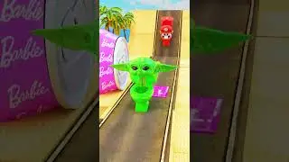 BOLLARD BARBIE & BOLLARD SPIKES AND HAMMER Crush vs Peppa Pig & Patrick Star Yoda